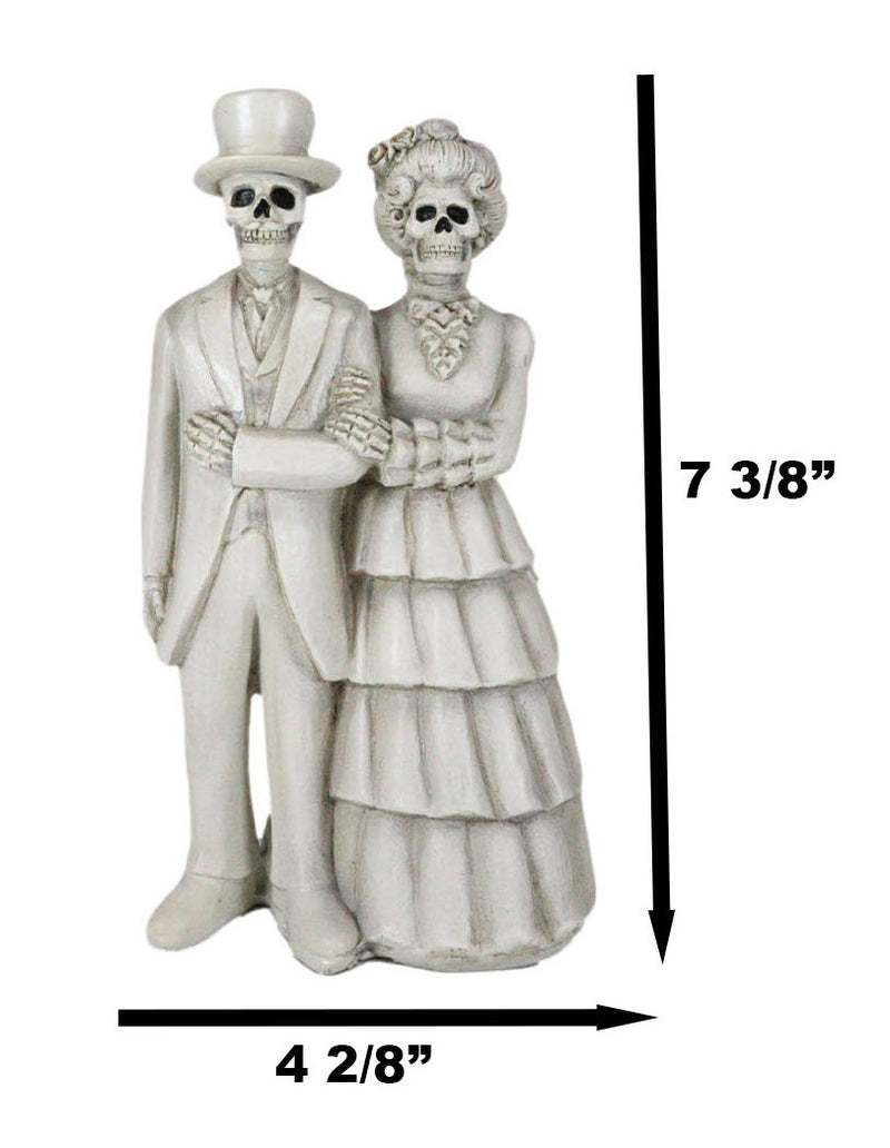 Love Never Dies Victorian Wedding Bride And Groom Skeleton Couple Cameo Figurine