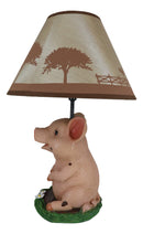 Rustic Farm Country Pink Babe Piglet Muddy Pig Desktop Table Lamp With Shade