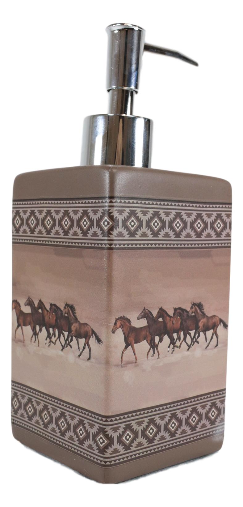 Ebros Western Running Horses With Southwest Navajo Vectors Liquid Soap Pump Dispenser
