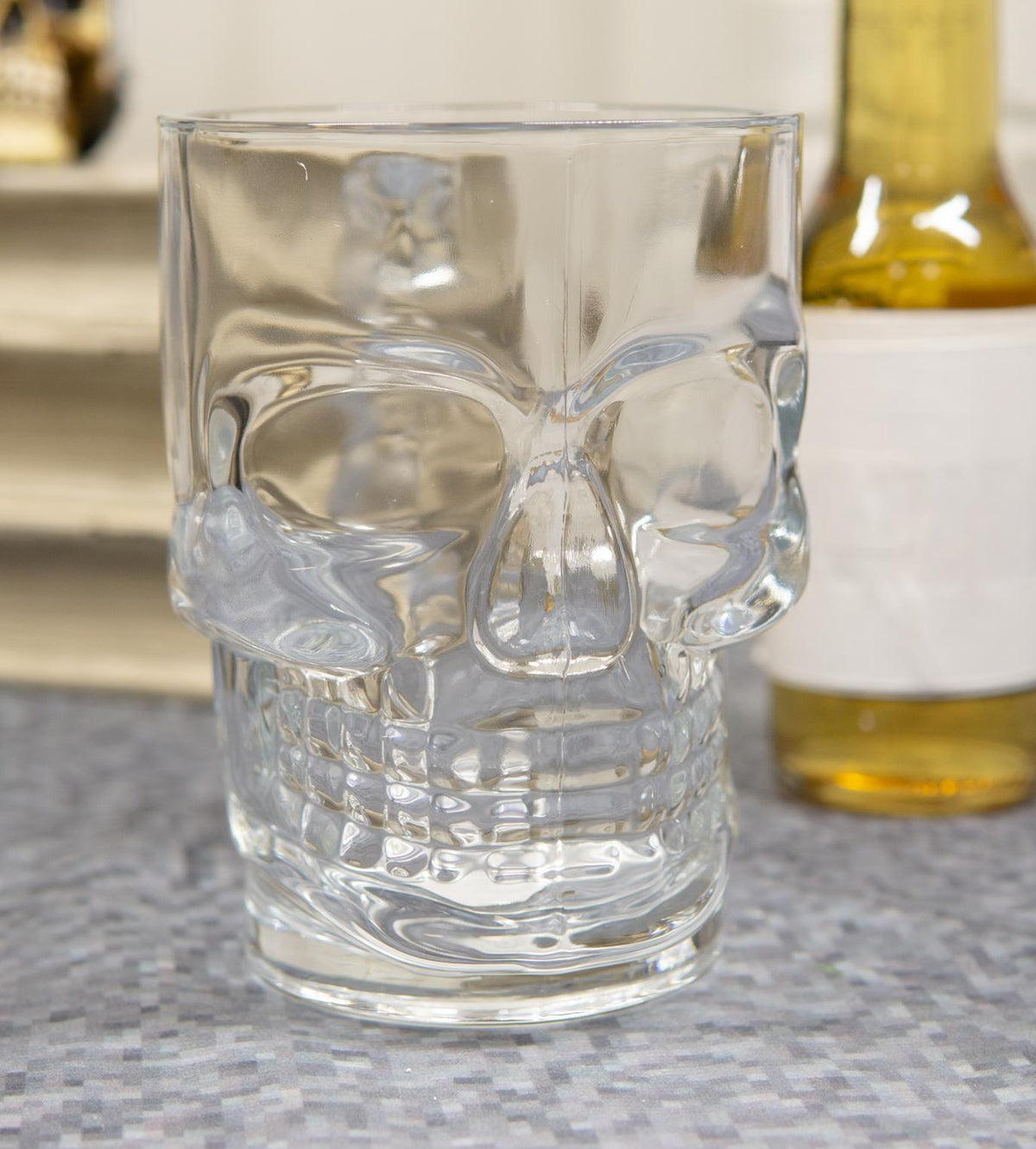 Ebros Day of The Dead Grinning Skull Cranium Novelty Glass Mug W/ Bone Handle