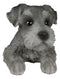Realistic Adorable Grey Mini Schnauzer Dog Lying On Belly Figurine Pet Pal
