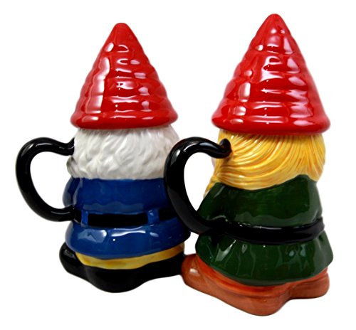 Ebros Mr & Mrs Gnome Couple Ceramic Mug Coffee Cup Set Home Kitchen Figurine