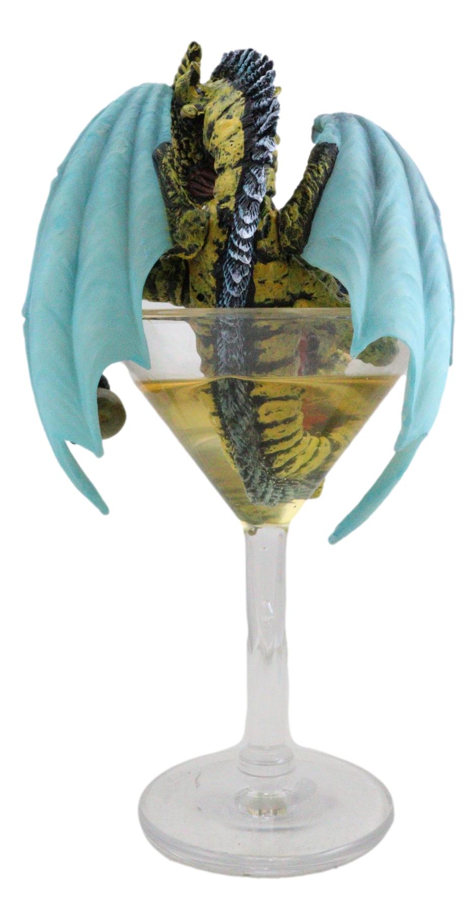 Ebros Drunken Beverage Spirit Dragon Statue 7.75" Tall Figurine (Martini Dragon) - Ebros Gift