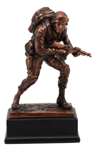 Patriotic Marine Cadet Statue With Base 10"H Ground Combat Rifle Special Force - Ebros Gift