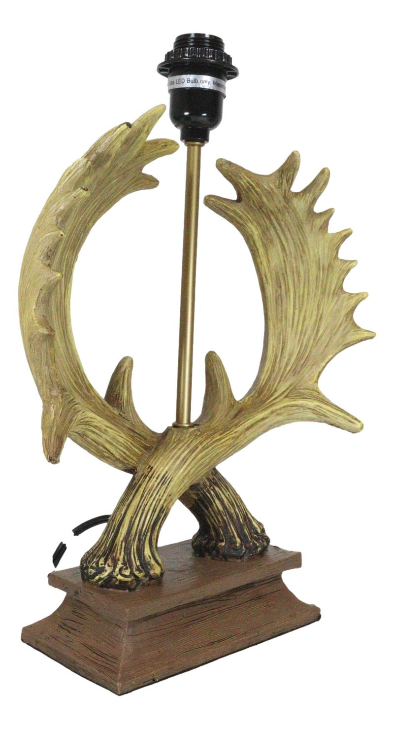 Western Rustic Vintage 2 Entwined Elk Moose Antlers Sculptural Table Lamp Decor