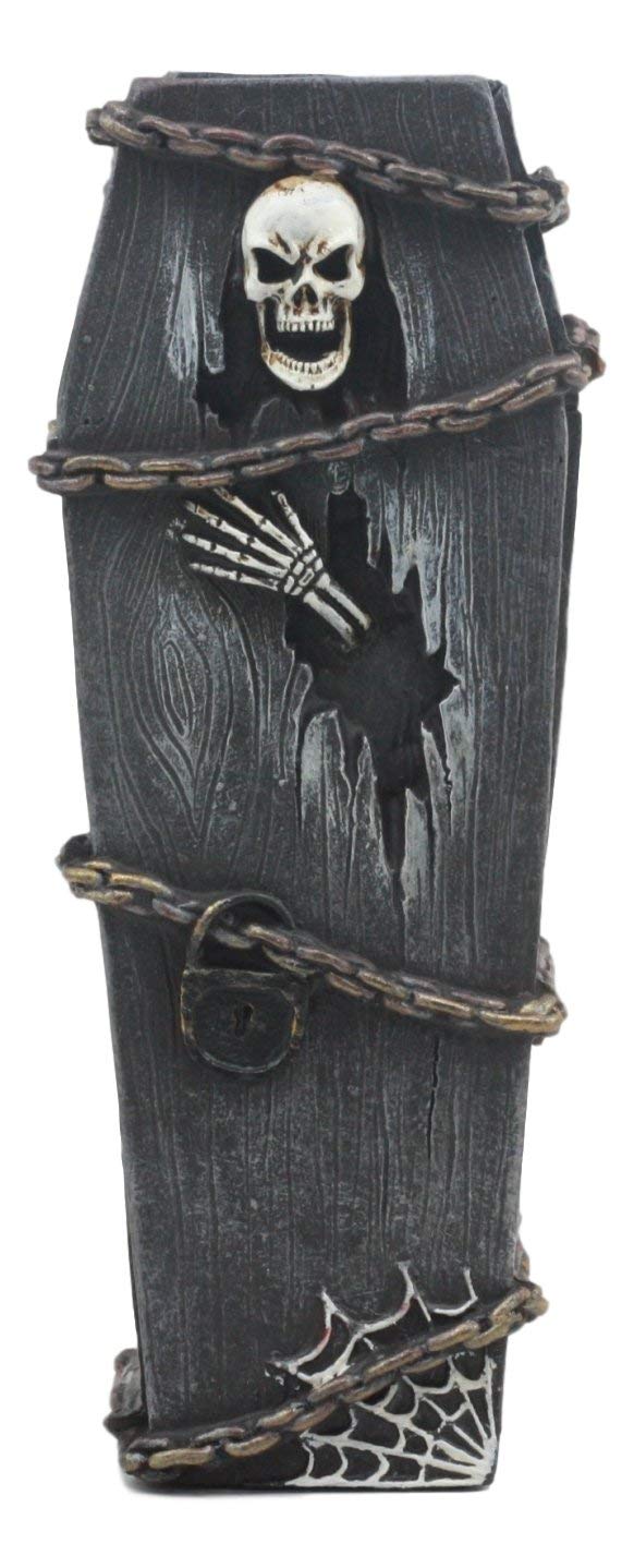 Ebros Day Of The Dead Thriller Haunted Graveyard Skeleton Breaking Out Of Coffin Jewelry Box Figurine 7"Tall
