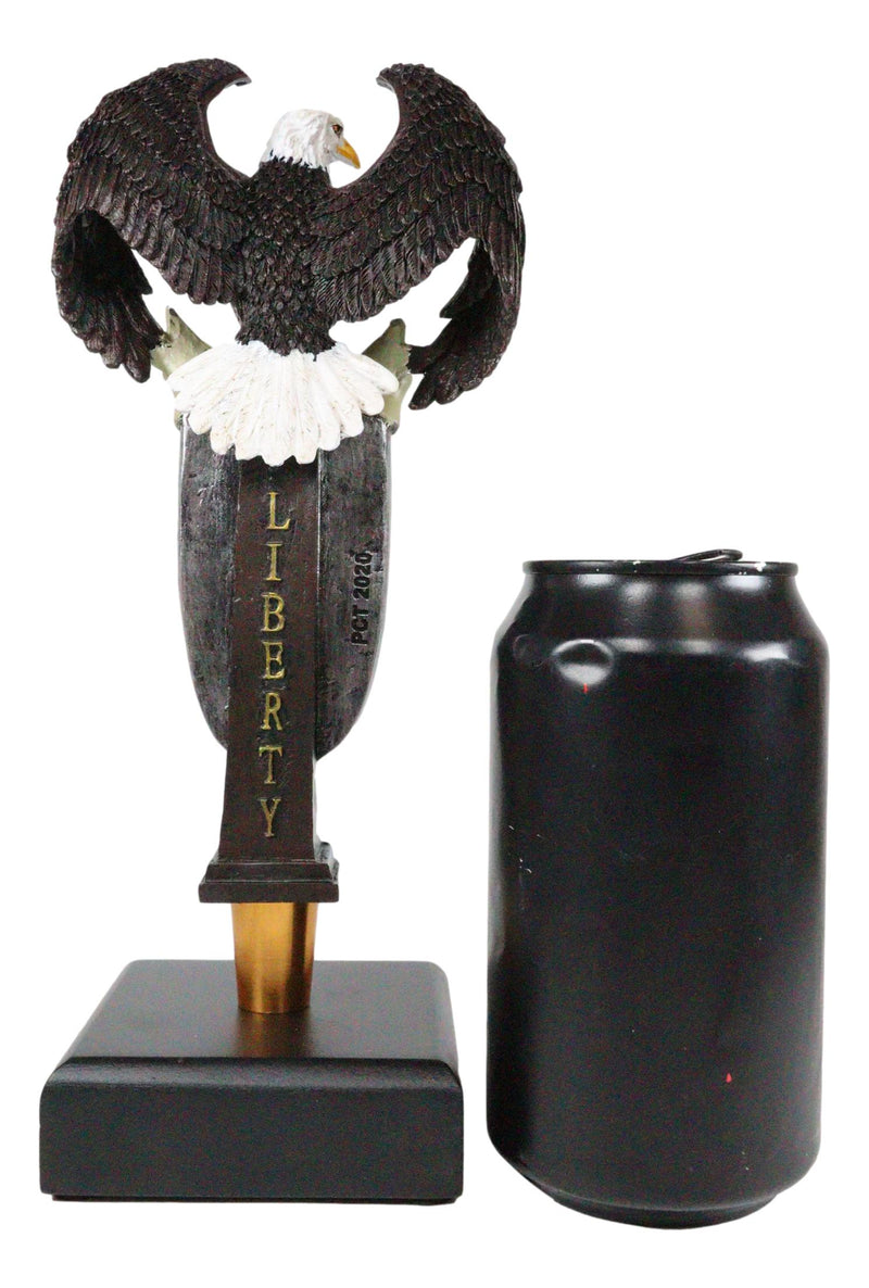 Ebros American Bald Eagle USA Flag Shield Novelty Beer Tap Handle Figurine With Base