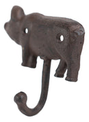 Pack of 4 Cast Iron Western Vintage Rustic Bacon Pig Wall Coat Hooks Hangers