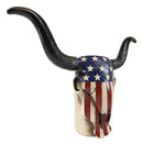Western Patriotic US American Flag Old Faithful Longhorn Cow Skull Vase Planter