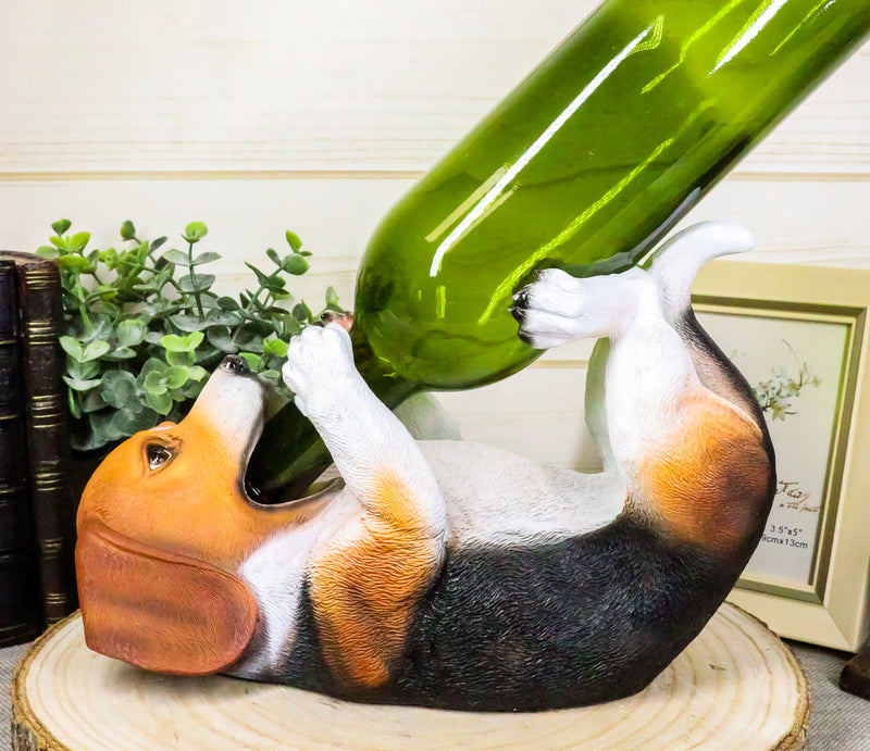 Ebros Realistic Tricolor Beagle Wine Holder Figurine 10" Long Hound Pedigree Dog