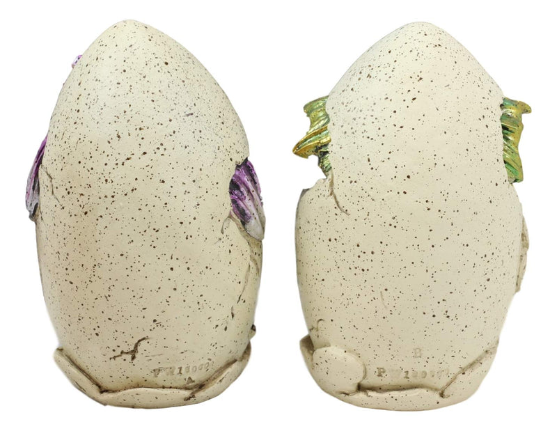 Ebros Metallic Colorful Medieval Fantasy Egg Hatchling Baby Dragon Wyrmling Twins Figurines Set