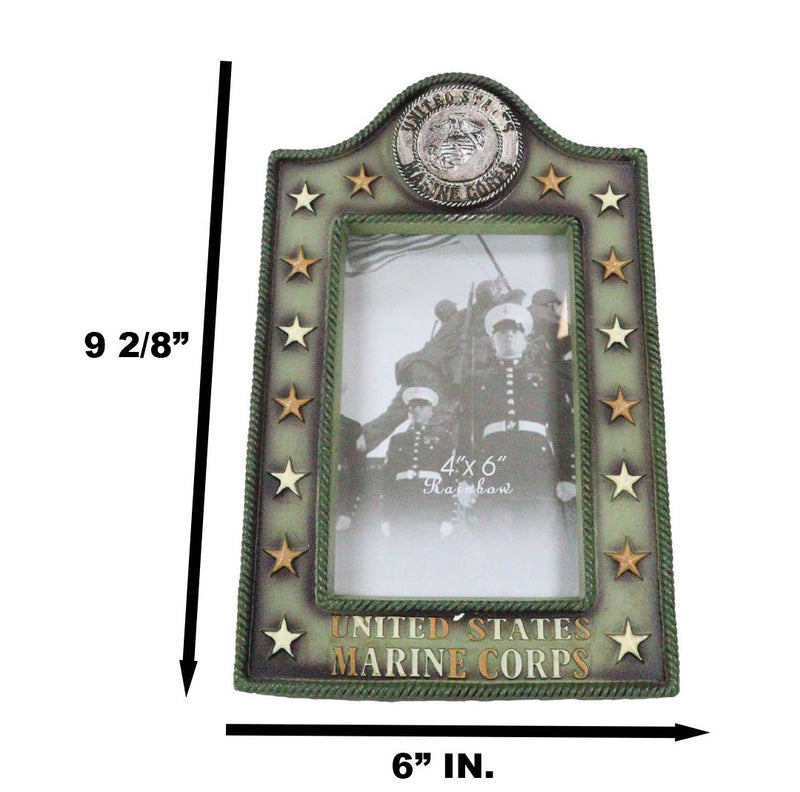 Patriotic United States Marine Eagle Seal Rank Stars Memorial 4x6 Picture Frame