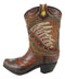 Set Of 3 Western Cowboy Aztec Mexica Faux Tooled Leather Boots Floral Vases