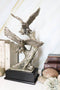 Large King Of The Skies Electroplated Silver Bald Eagles Taking Flight Statue