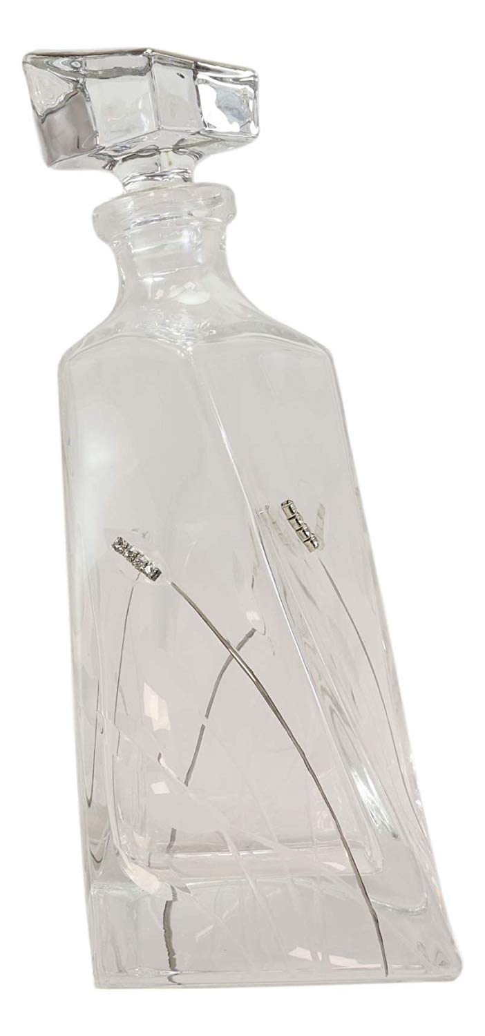7 Piece Whiskey Scotch Brandy Set Elegant Clear Glass Decanter And DOF Glasses - Ebros Gift