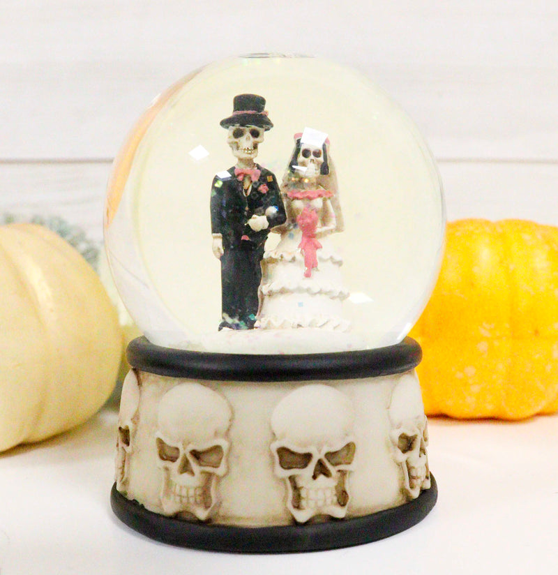 Ebros Day of The Dead Wedding Skeleton Bride and Groom Small Water Globe 65mm