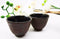 Japanese Cast Iron Tea Cups Set of Two Bamboo Design Red Burgundy Color Cup