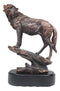 Midnight Moon Howling Alpha Gray Wolf Statue In Bronze Electroplated Finish