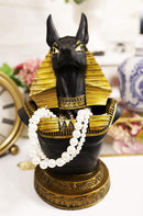 Ebros Egyptian God Anubis Bust Decorative Box Figurine in Black and Gold Finish