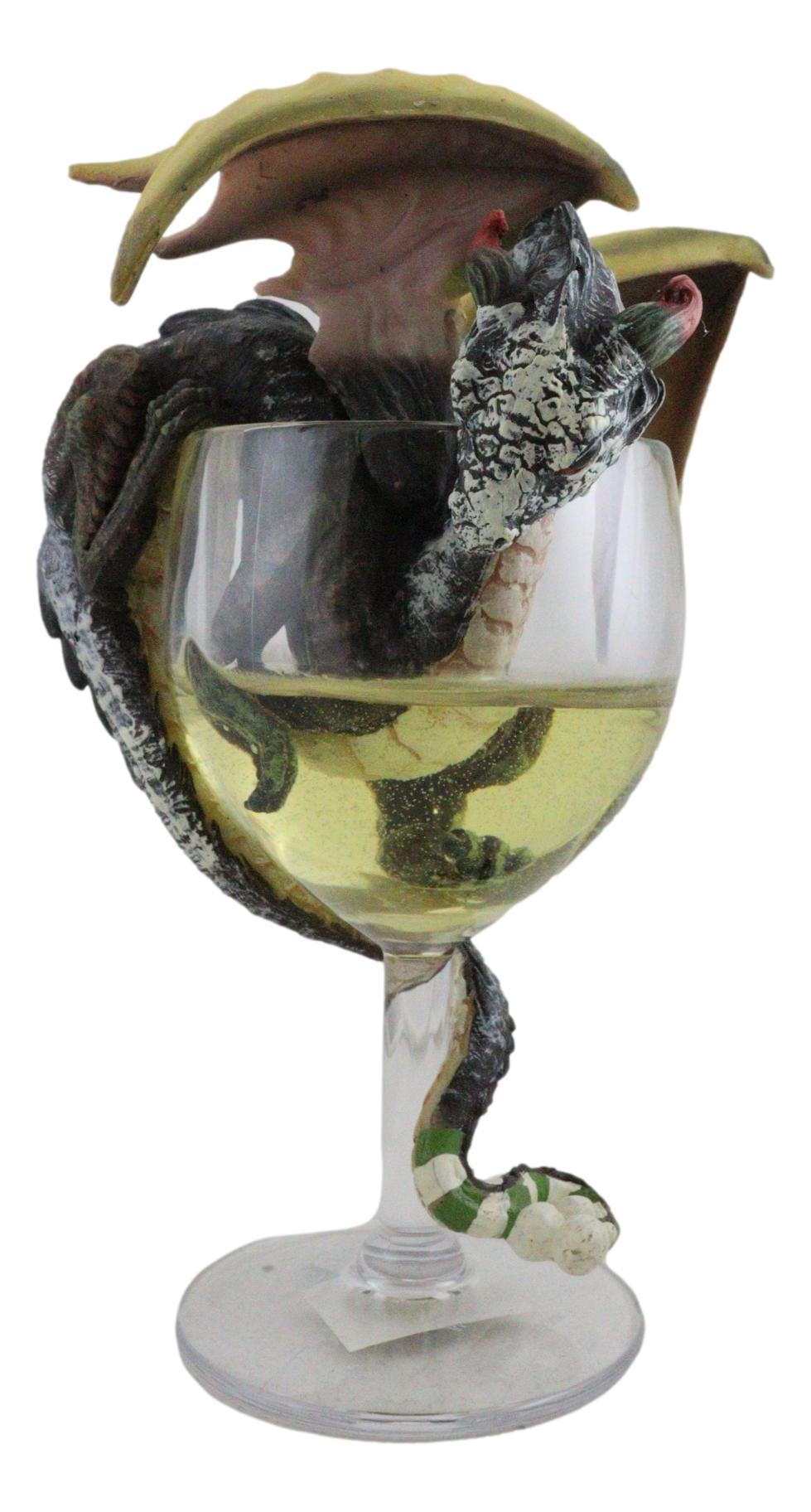 Ebros Drunken White Wine Spirit Dragon Statue Medieval Renaissance Fantasy Decor - Ebros Gift