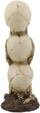 Ebros Triple Stacked Funny See Hear Speak No Evil Skulls Figurine 7.5"H