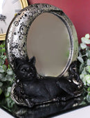 Witchcraft Mystical Black Cat By Crescent Crater Moon Desktop Or Wall Mirror