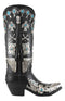 Southwestern Turquoise Silver Aztec Symbols Cowboy Boot Vase Planter Figurine