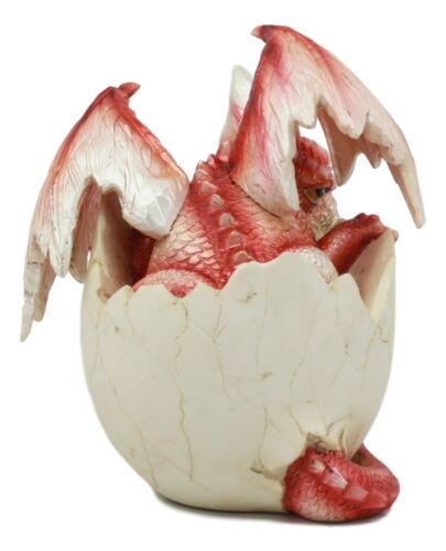 January Birthstone Dragon Egg Statue Red Gem Birthday Dragon Hatchling Figurine - Ebros Gift