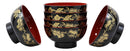 Ebros Made In Japan Black Red And Royal Gold Lacquer Copolymer Bowl 8oz Set Of 6