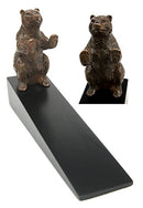 Ebros Gift Brass Metal Grizzly Brown Bear Door Stop Stopper Wedge Home Decor