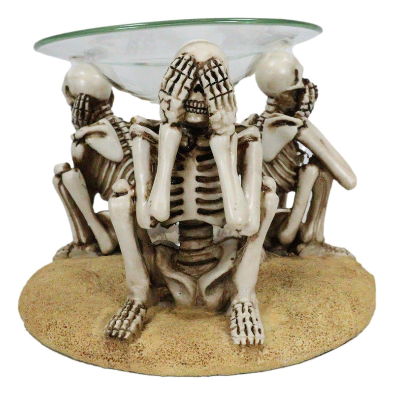 Funny Macabre See Hear Speak No Evil Skeletons Candle Aroma Oil Tart Burner