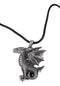 Ebros Dragon Jewelry Pewter Alloy Medallion Pendant with Rubber Cord Necklace