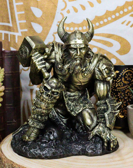 Ebros Norse Viking God of Thunder Thor Battle Wielding Mjolnir Hammer Figurine 7"High - Ebros Gift