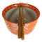 Japanese Design Ceramic Ramen Noodles Bowl Chopsticks Set Orange Flower Blossoms