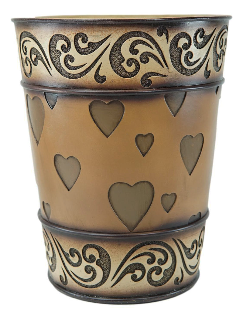 Western Rustic Tuscany Scroll Art Inspirational Family Waste Basket Trash Bin