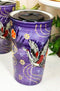 Purple Japanese Crane & Florals Ceramic Travel Mug Cup 12oz With Lid Hot Or Cold