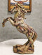 Rustic Western Rearing Prancing Horse in Faux Wooden Carving Resin Figurine