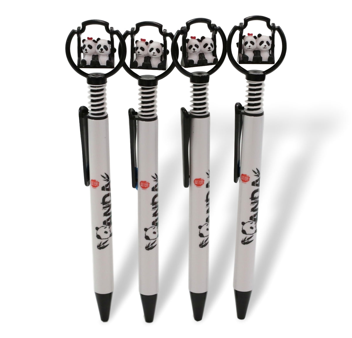 Pack Of 24 Panda Bear Cubs On Swing White Ballpoint Ball Black Ink Pens W/ Base - Ebros Gift