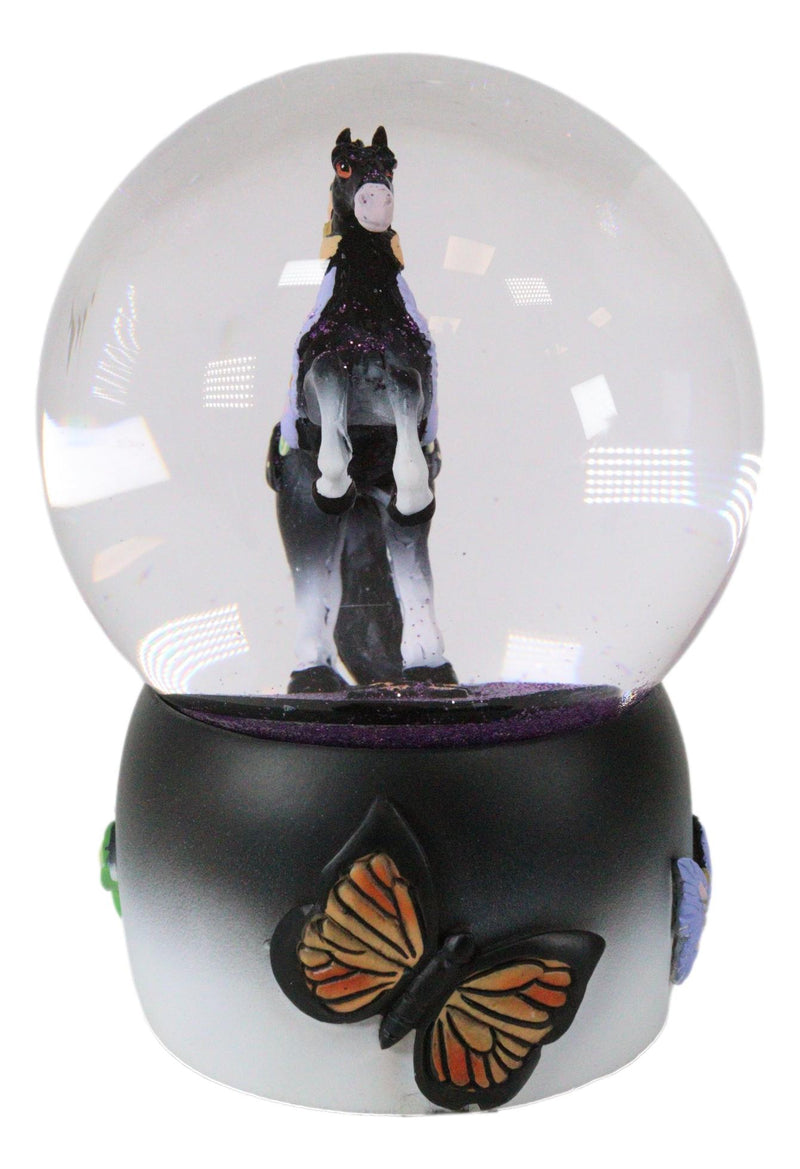 Trail Of Painted Ponies Western Black Beauty Butterflies Horse Water Globe Decor