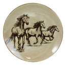 Ebros Western Rustic Running Horses Round Dessert Appetizer Salad Plates Set of 4