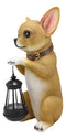 Ebros Gift Chihuahua Dog On Two Legs Statue with Solar LED Lantern Lamp 14" Tall