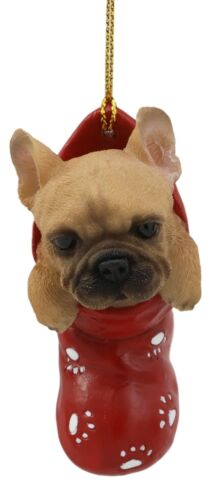 Realistic Frenchie French Bulldog In The Sock Small Hanging Ornament Figurine