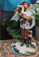 Frost Moon Dragon Winter Fairy Statue 7.5"H Decorative Mythical Fantasy Figurine