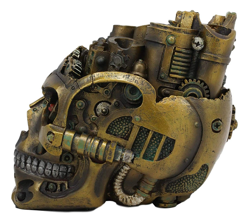 Ebros Steampunk Skull Decorative Box Skull Bowl Jewelry Trinket Storage Stash