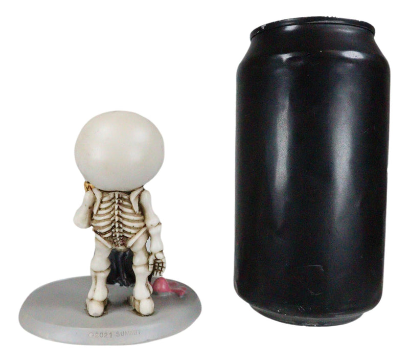 Lucky The Skeleton Boy Dropping His Ice Cream By Mystical Black Cat Figurine
