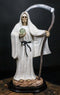 12.75" Tall Holy Death Santa Muerte Holding Scythe In White Tunic Robe Statue