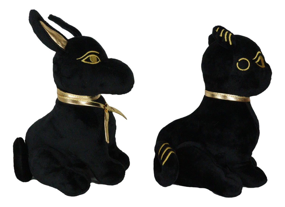 Egyptian Gods Anubis Jackal Dog And Bastet Cat Plush Toys Set Of 2 Stuffed Dolls