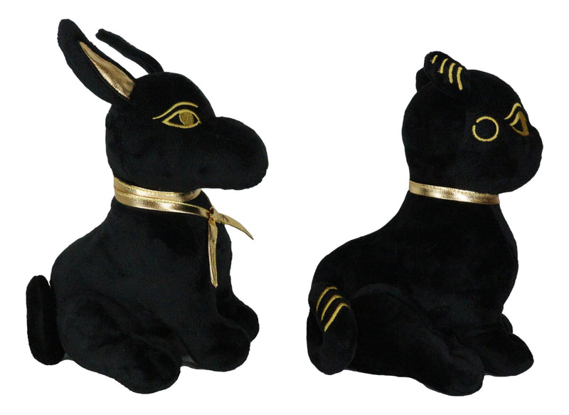 Egyptian Gods Anubis Jackal Dog And Bastet Cat Plush Toys Set Of 2 Stuffed Dolls