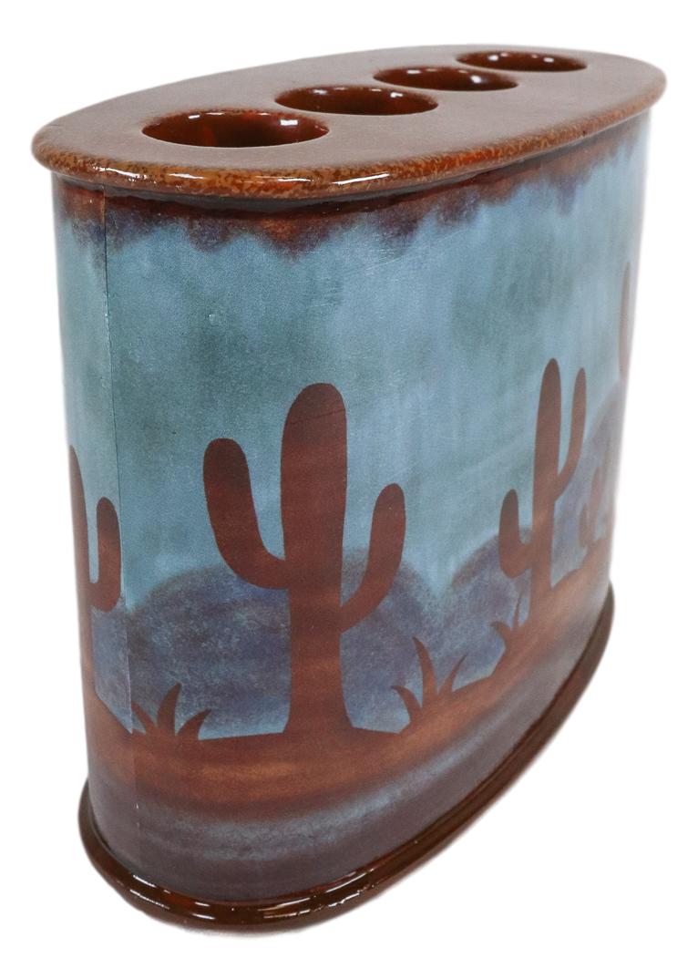 Ebros Rustic Southwestern Desert Cactus Arizona Bathroom Toothbrush Toothpaste Holder