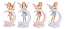 Ebros Set of 4 Colorful Pink and Purple Enchanted Crescent Moon Fairy Mini Figurines